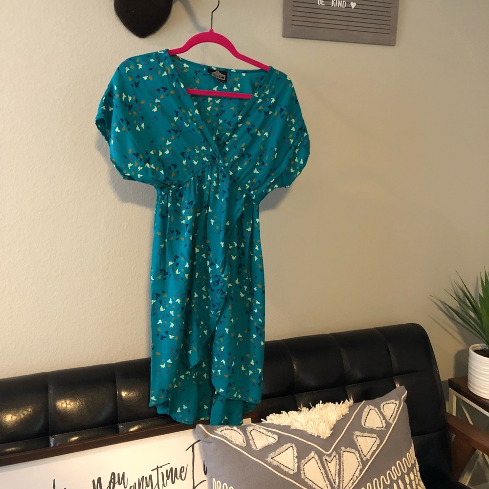 Bohemian wrap dress with bird print